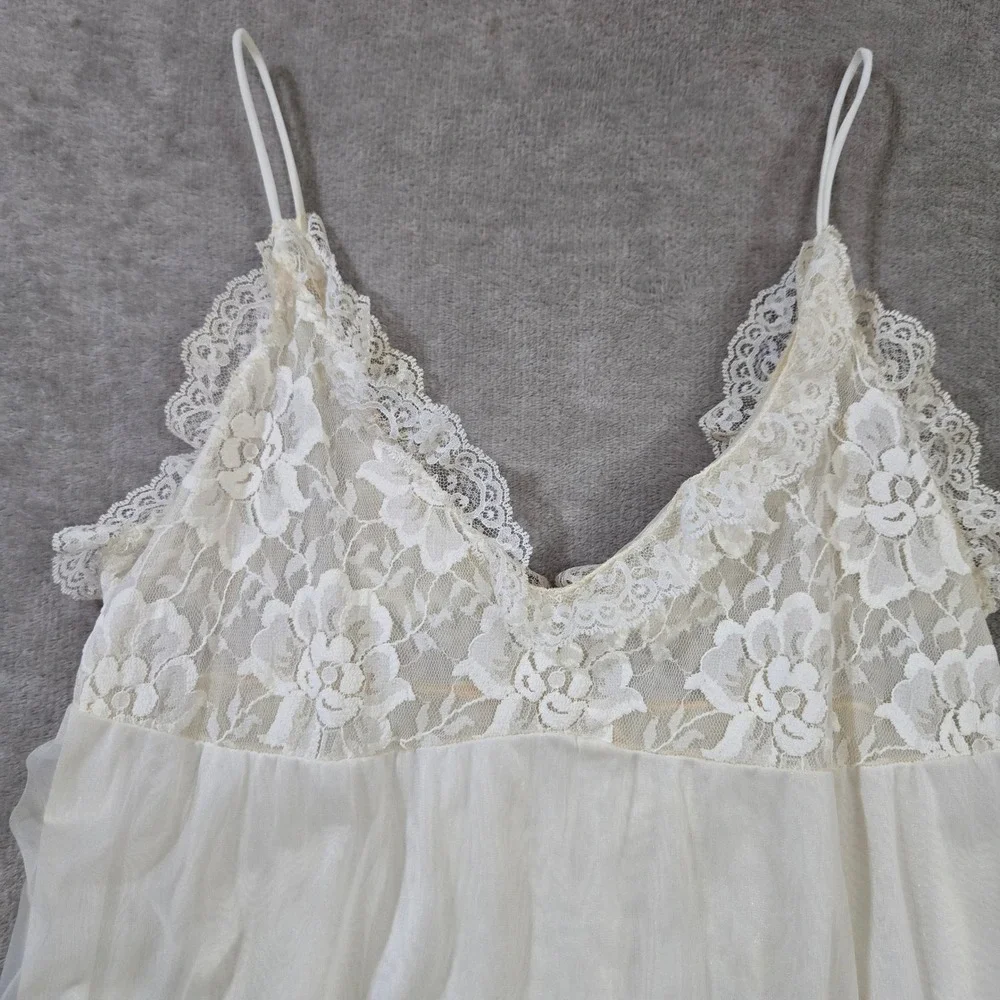 Vtg Tosca Nightgown Robe Peignoir Lingerie Set Sheer Lace Chiffon Medium Bridal